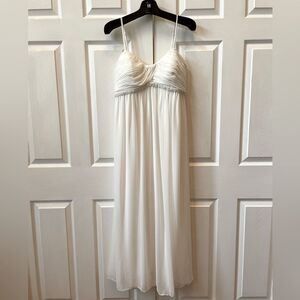 Elegant White Chiffon Empire Waist Spaghetti Strap Wedding Dress size large EUC